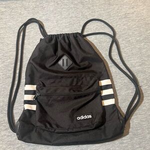 Adidas unisex classic 3 stripe‎ sack pack drawstring cinch bag gym bag black
